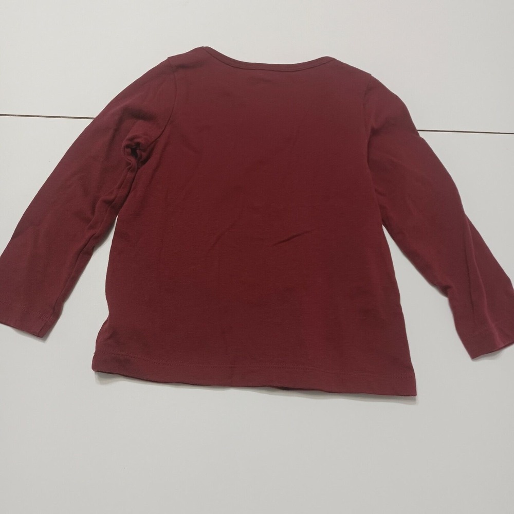 Cat & Jack Girls T-Shirt Maroon Red Crew Long Sleeve 3T